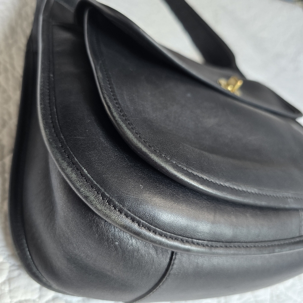 Coach Vintage Taft 9980 Black Leather Turnlock Crossbody Shoulder Bag - Picture 5 of 16
